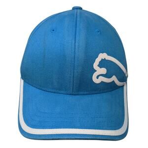 Puma Strapback Baseball Cap Blue One Size Adjustable Vented Holes Cotton 6 Panel